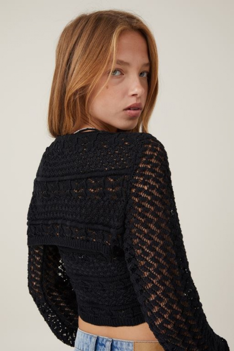 Prendas De Punto Cotton On Jetset Crochet Shrug Mujer Negras | 5spy4hX26zL