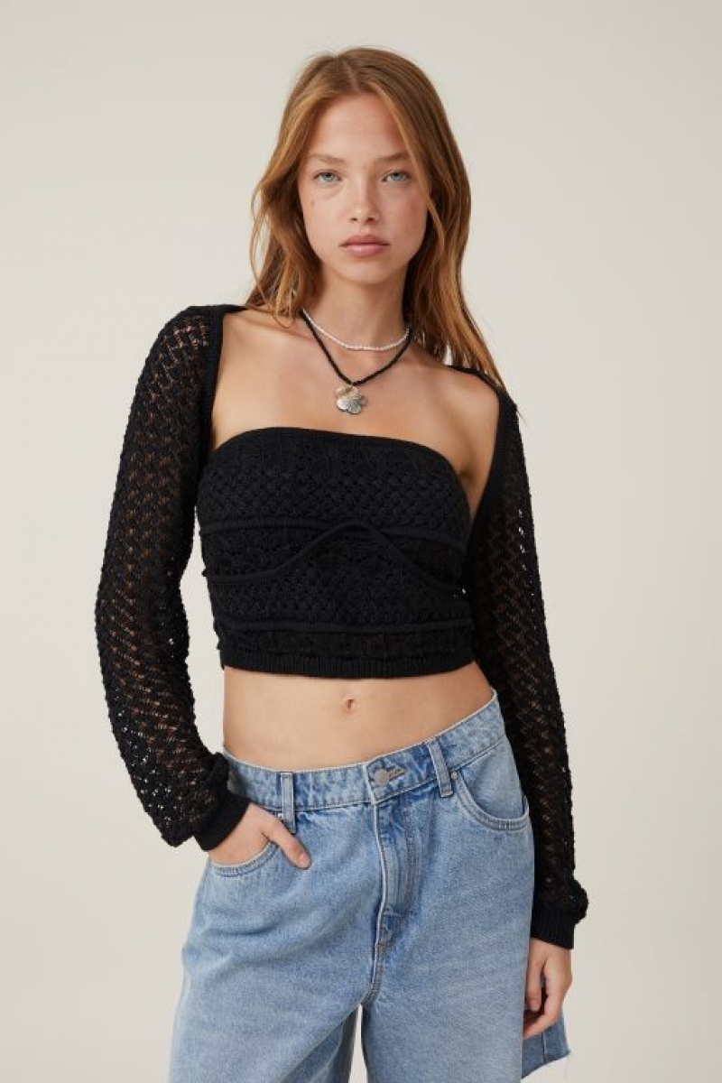 Prendas De Punto Cotton On Jetset Crochet Shrug Mujer Negras | 5spy4hX26zL