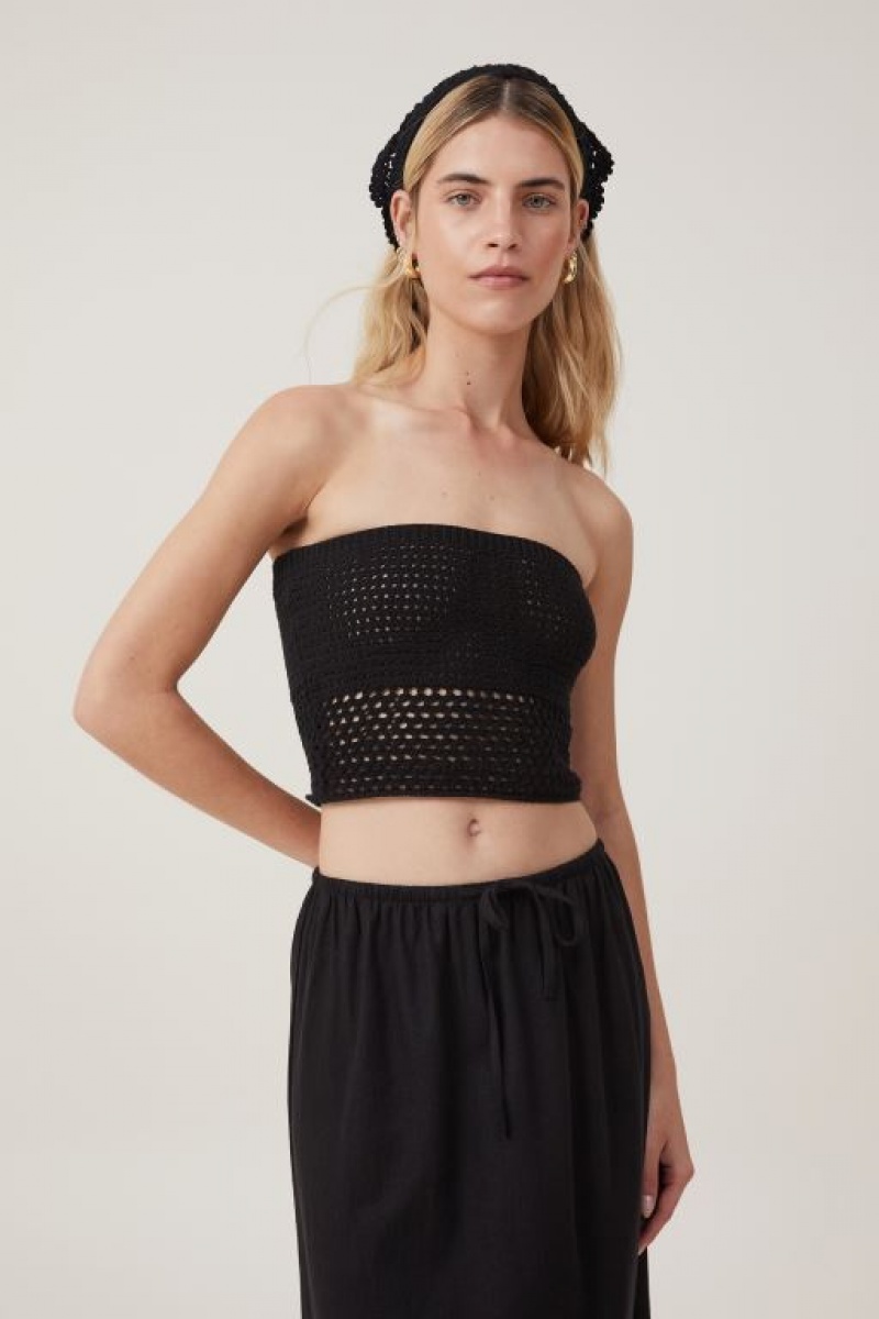 Prendas De Punto Cotton On Knit Crochet Bandeau Mujer Negras | o71KdteGR6L