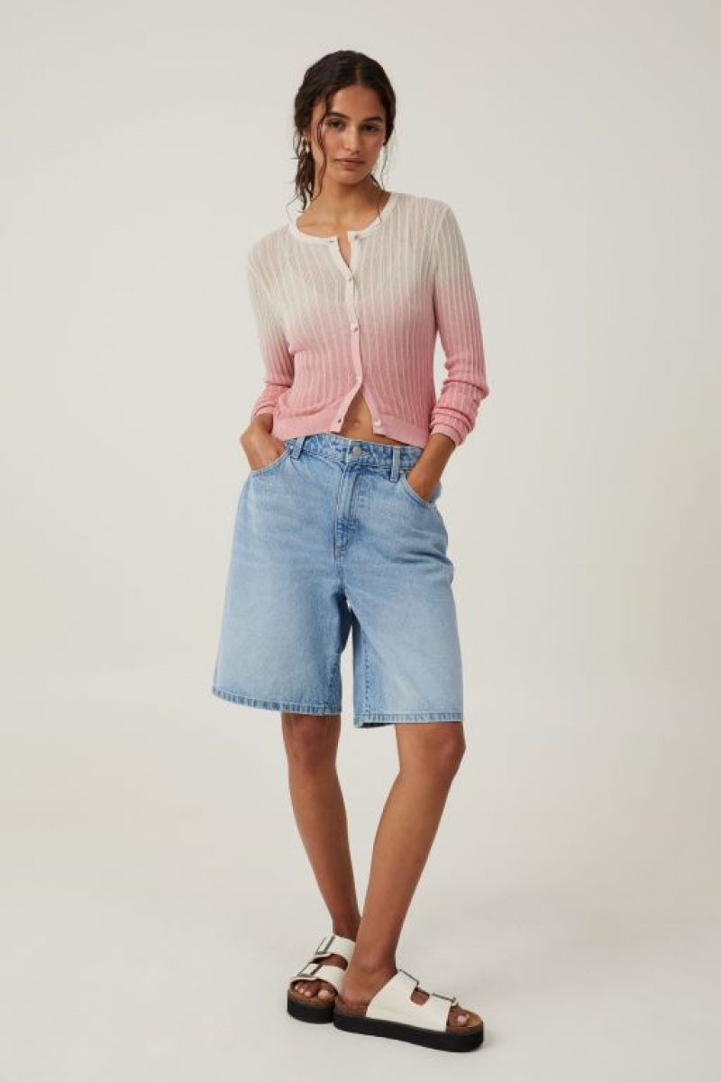 Prendas De Punto Cotton On Sheer Knit Crew Cardigan Mujer Gris Rosas | dqGR3lGKiLc