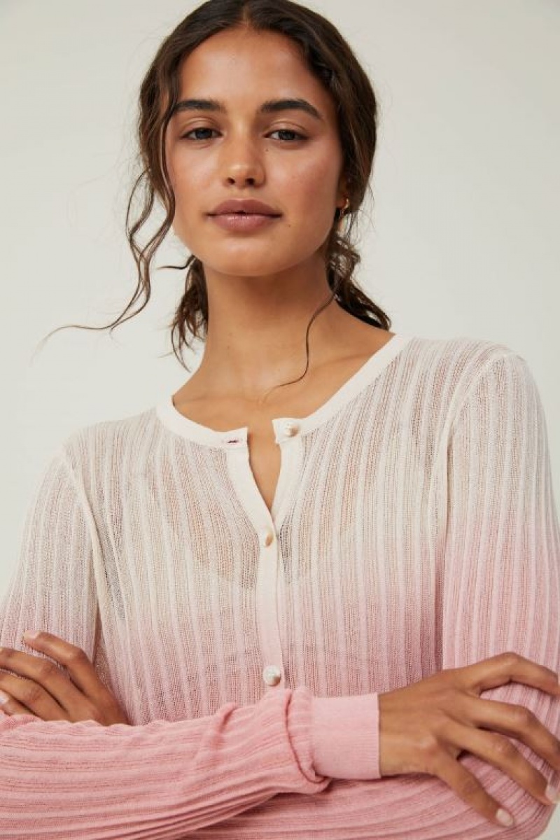 Prendas De Punto Cotton On Sheer Knit Crew Cardigan Mujer Gris Rosas | dqGR3lGKiLc