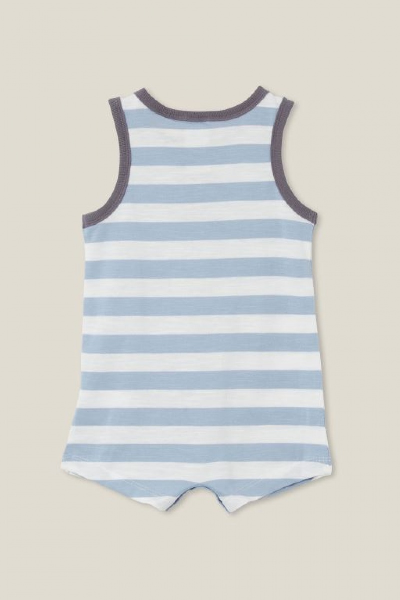 Rompers Cotton On Sid Slub Sin Manga Playsuit Bebe Amarillo Claro Azules | tEWmFFjuaEu
