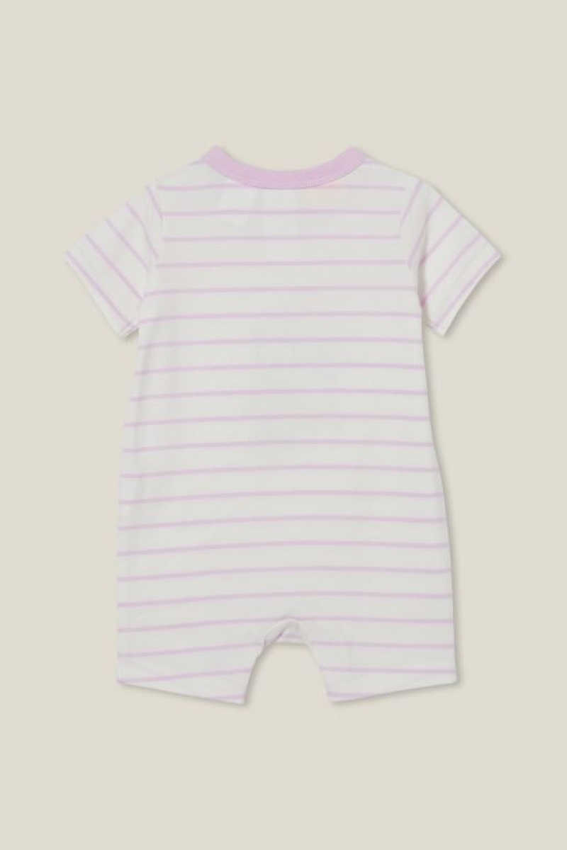 Rompers Cotton On The Corta Sleeve Ringer Romper-Lcn Bebe Amarillo Claro Moradas | phgHYXELkfL