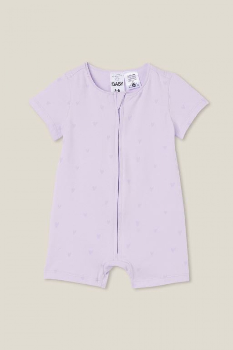 Rompers Cotton On The Corta Sleeve Zip Bebe Moradas | olbb6Qb3M4H
