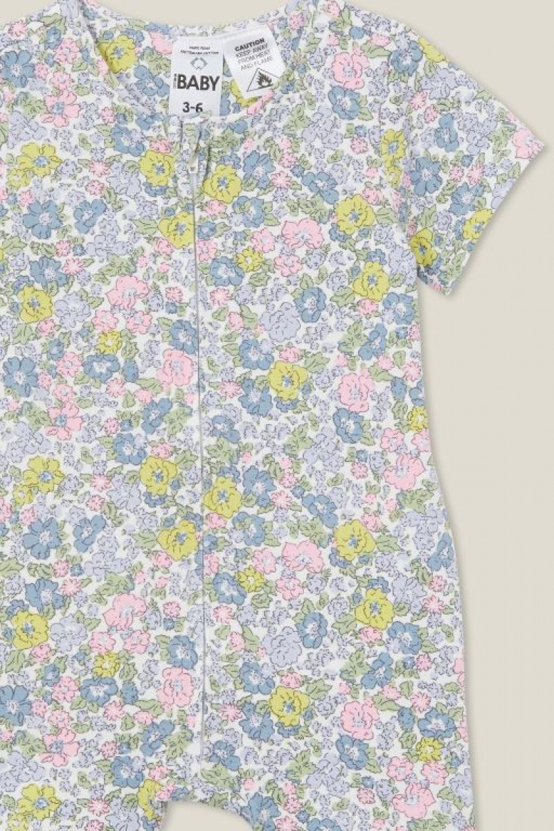 Rompers Cotton On The Corta Sleeve Zip Bebe Amarillo Claro | DUb9oV3zU4w