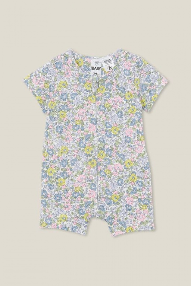 Rompers Cotton On The Corta Sleeve Zip Bebe Amarillo Claro | DUb9oV3zU4w