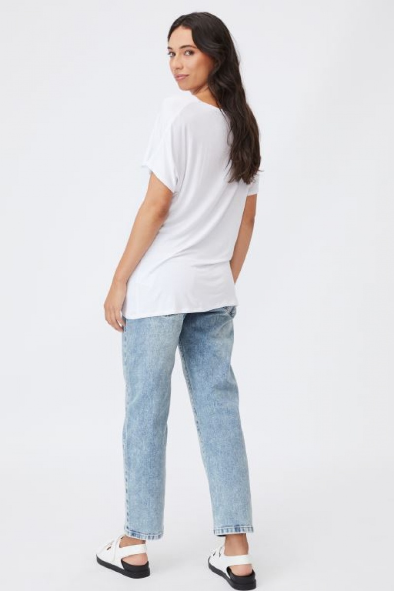 Ropa de Premamá Cotton On Karly Corta Sleeve Top Mujer Blancas | amdzTQLYeYO