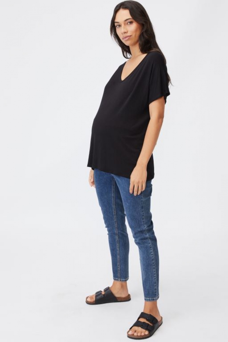 Ropa de Premamá Cotton On Karly Corta Sleeve Top Mujer Negras | W8qzFaR6kmK