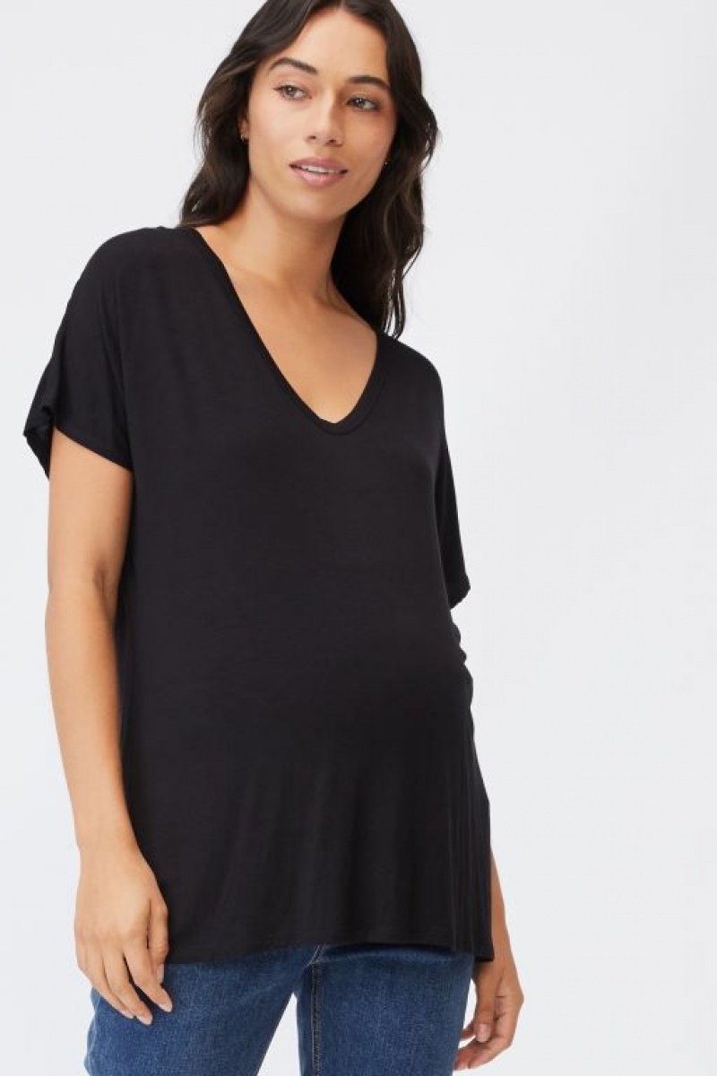 Ropa de Premamá Cotton On Karly Corta Sleeve Top Mujer Negras | W8qzFaR6kmK