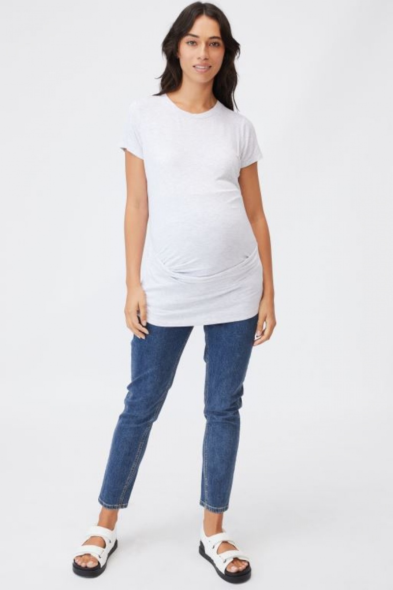 Ropa de Premamá Cotton On Wrap Front Corta Sleeve Top Mujer Plateadas | jYlH19277BZ