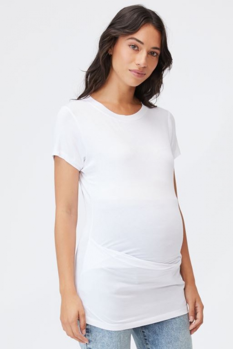 Ropa de Premamá Cotton On Wrap Front Corta Sleeve Top Mujer Blancas | qXb4XgFukAz