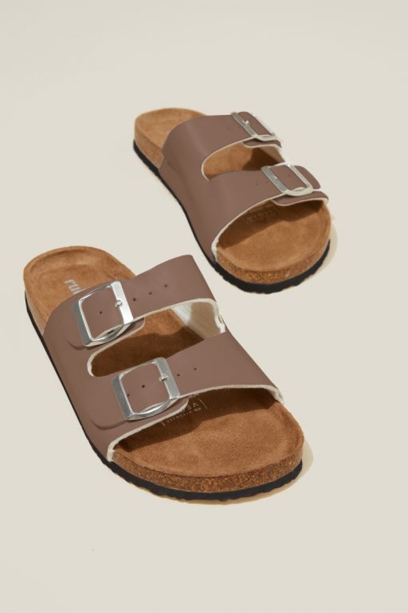 Sandalias Cotton On Rex Double Hebilla Chanclas Mujer Marrones | hpmFoklbDH2