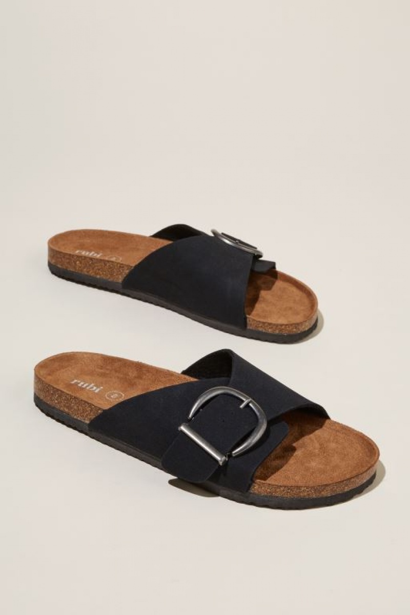 Sandalias Cotton On Rex Single Correa Chanclas Mujer Negras | KUArSVug2t5