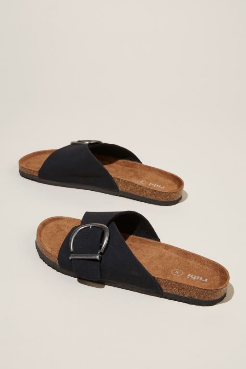 Sandalias Cotton On Rex Single Correa Chanclas Mujer Negras | KUArSVug2t5