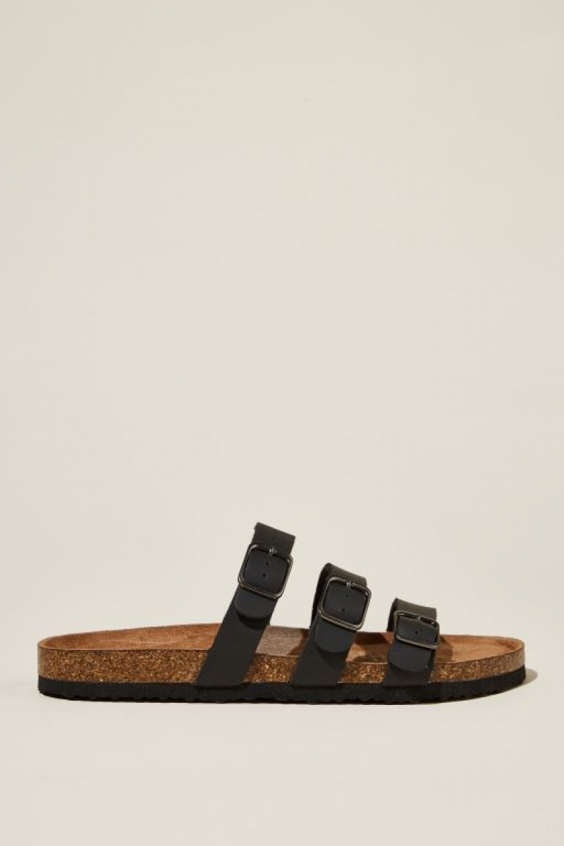 Sandalias Cotton On Rex Triple Correa Chanclas Mujer Negras | qnGzWFOhVg4