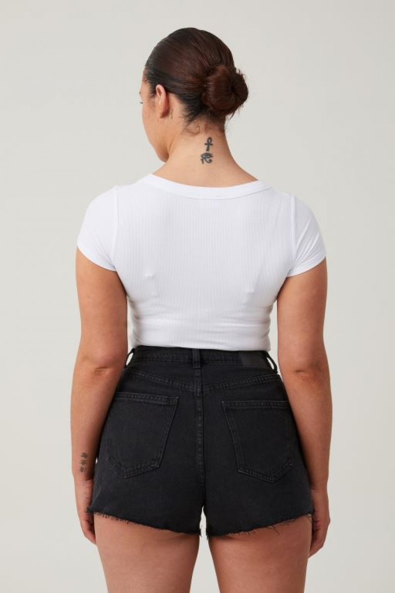 Short Cotton On Curvy High Mom Denim Mujer Gris Oscuro Negras | m68rM4Bl4LB