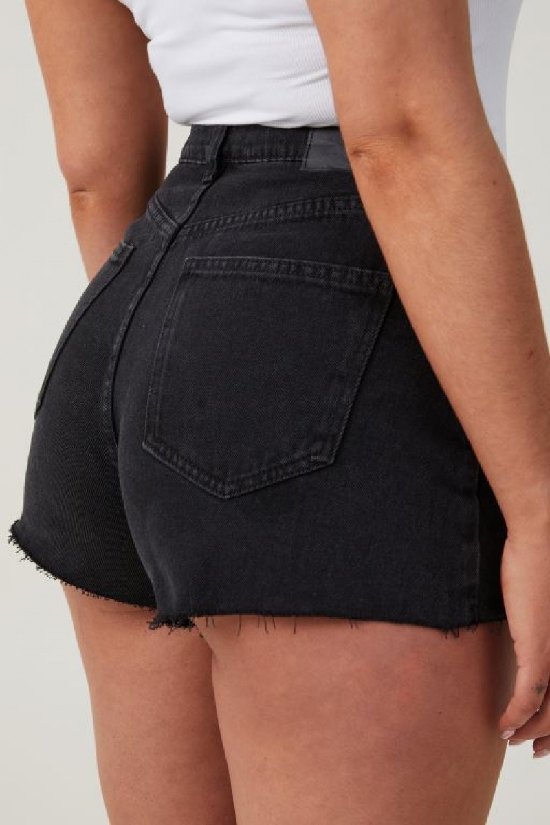 Short Cotton On Curvy High Mom Denim Mujer Gris Oscuro Negras | m68rM4Bl4LB