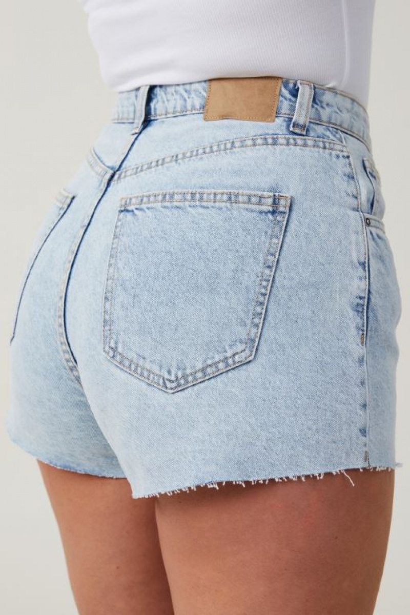 Short Cotton On Curvy High Mom Denim Mujer Azules | PYwuEDC1yE1