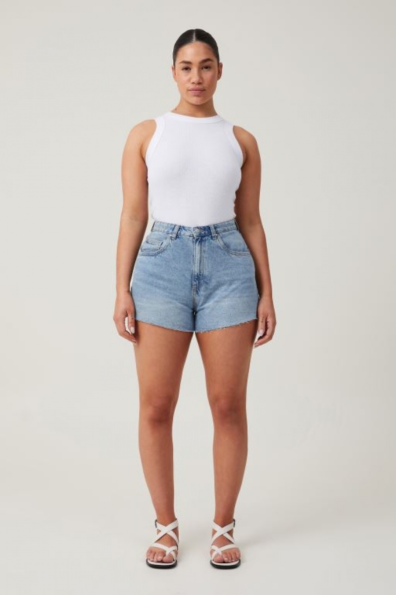 Short Cotton On Curvy High Mom Denim Mujer Azules | mqp47KudlYL