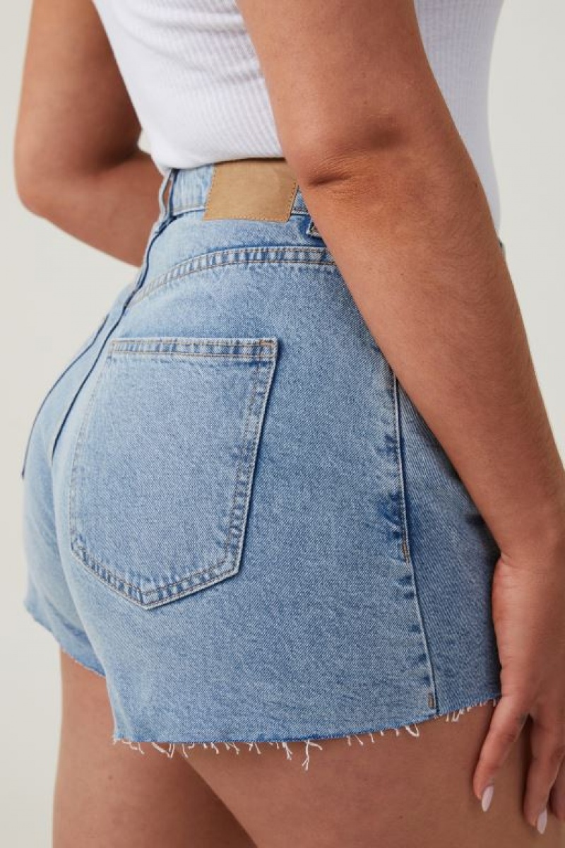 Short Cotton On Curvy High Mom Denim Mujer Azules | mqp47KudlYL