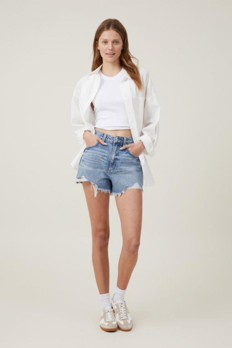 Short Cotton On High Mom Denim Mujer Azules | 5x7K3Nn3JPO