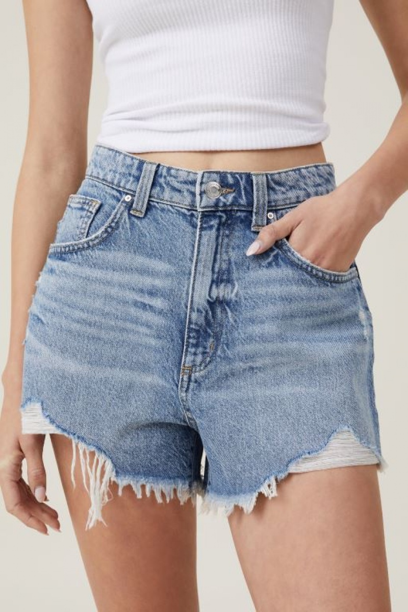 Short Cotton On High Mom Denim Mujer Azules | 5x7K3Nn3JPO