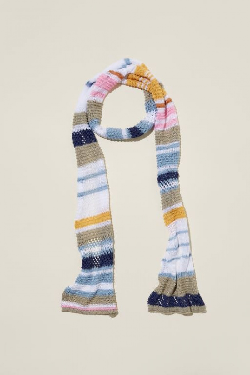 Sombreros Cotton On Cara Flaco Scarf Mujer Naranjas Azul Marino Multicolor Rayadas | Y8JojQg9dft