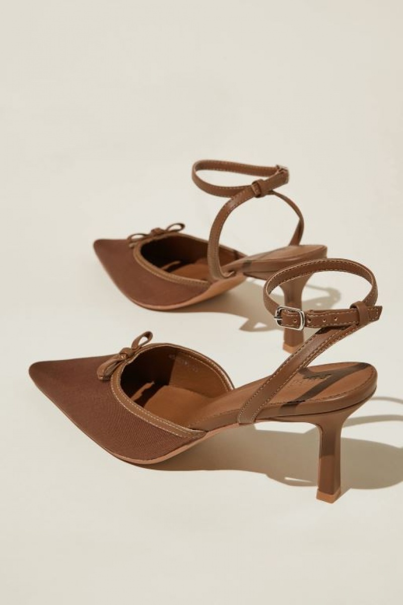 Tacones Cotton On Selena Bow Pointed Destalonadas Mujer Choc | X7FLTQtICmL