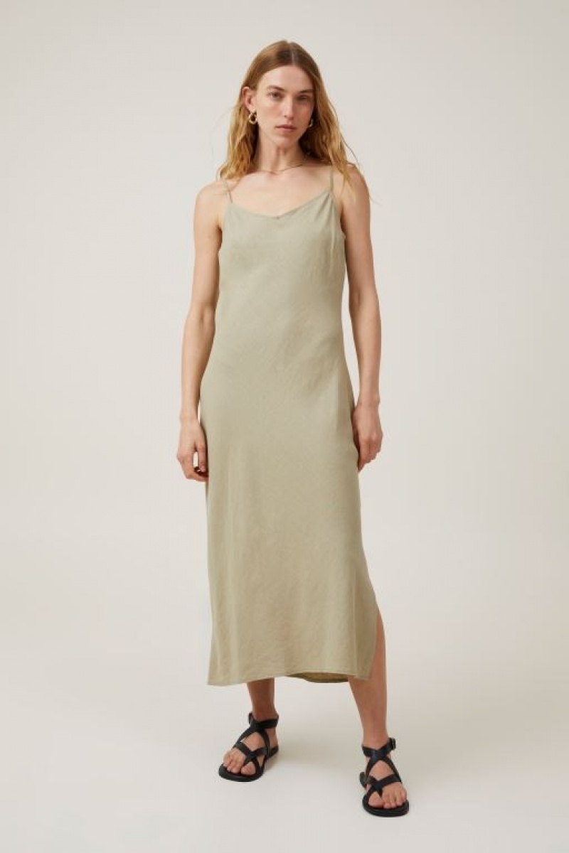 Vestido A Media Pierna Cotton On Haven Slip Mujer Verde Oliva | NamSb9c4kgv