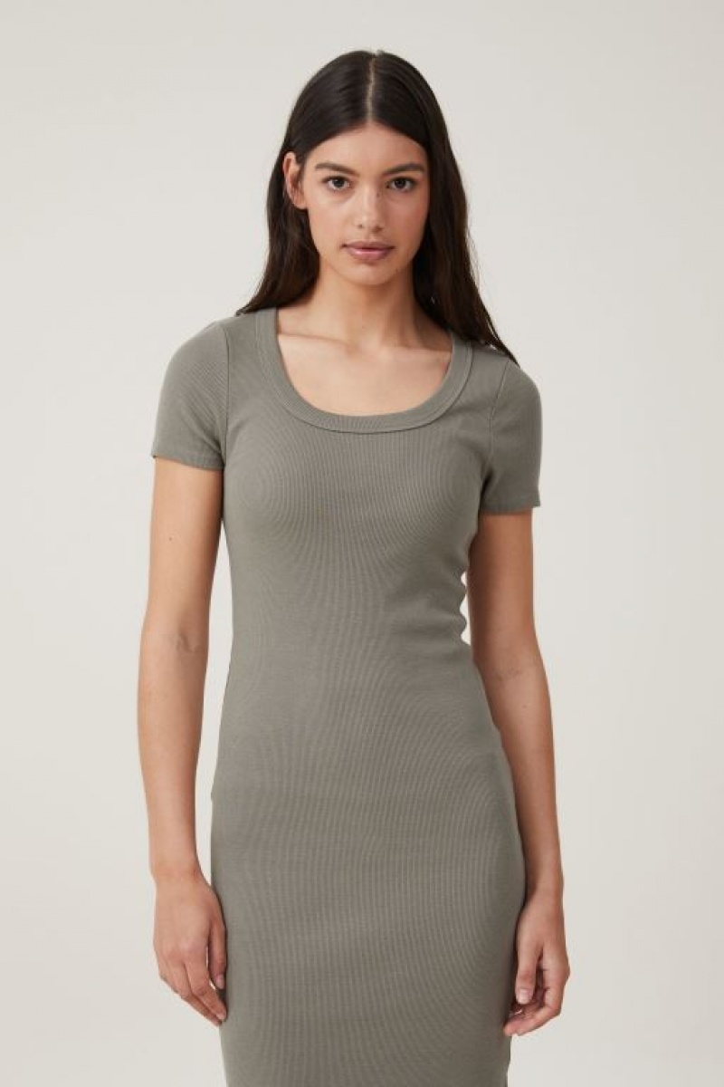 Vestido A Media Pierna Cotton On Rib Corta Sleeve Mujer Woodland | OFreKk4EtBv