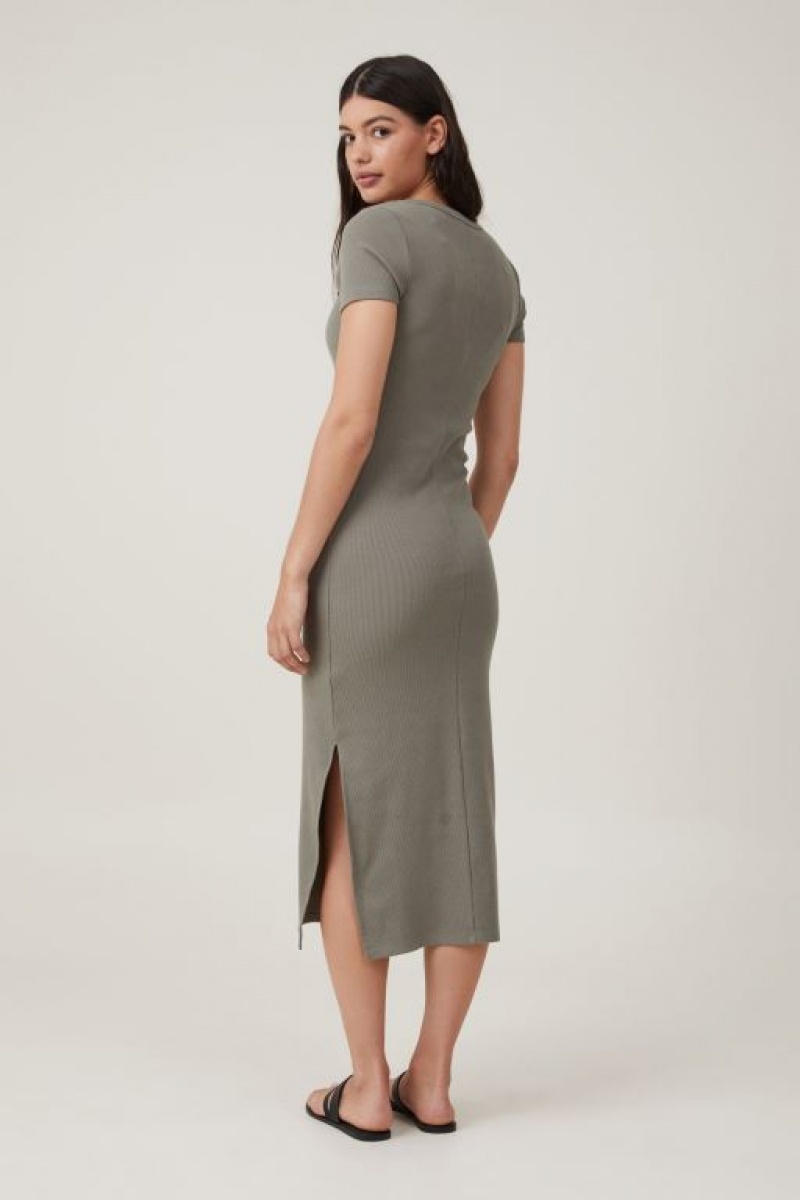 Vestido A Media Pierna Cotton On Rib Corta Sleeve Mujer Woodland | OFreKk4EtBv