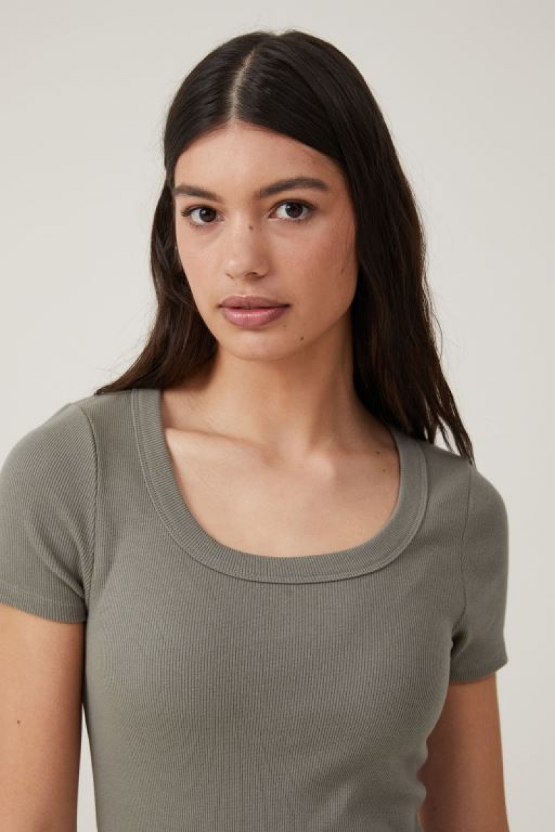 Vestido A Media Pierna Cotton On Rib Corta Sleeve Mujer Woodland | OFreKk4EtBv
