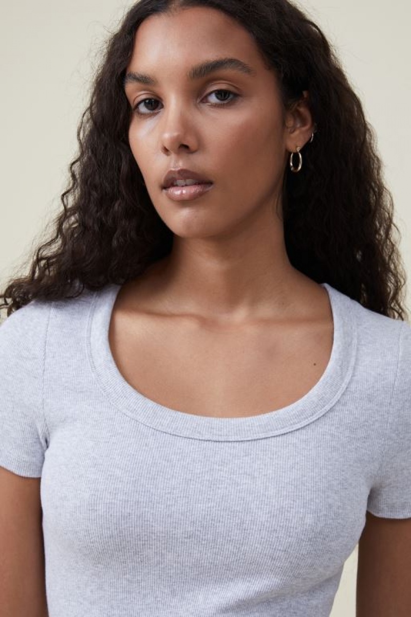 Vestido A Media Pierna Cotton On Rib Corta Sleeve Mujer Gris Claro | xnL6zBsLPBi