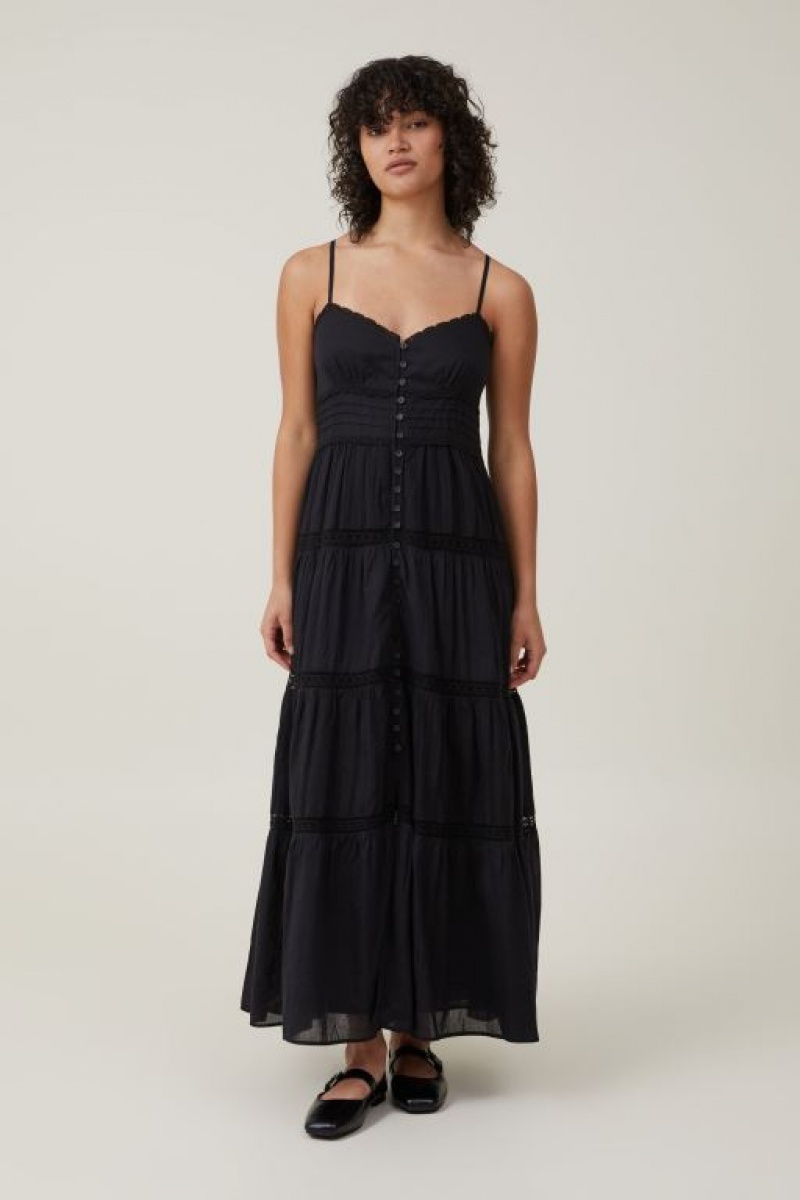 Vestido Largo Cotton On Hallie Tiered Mujer Negras | XYmZcg0IHnP